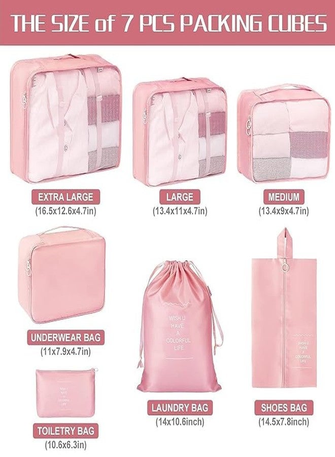 Shrevi 7-in-1 Travel Organizer Set I Polyester 3 Packing Cubes, 3 Pouches, with Shoe Bag I Waterproof, Lightweight I for Travel Space Saver Laundry Luggage Makeup Accessories (Pink) - Image 5